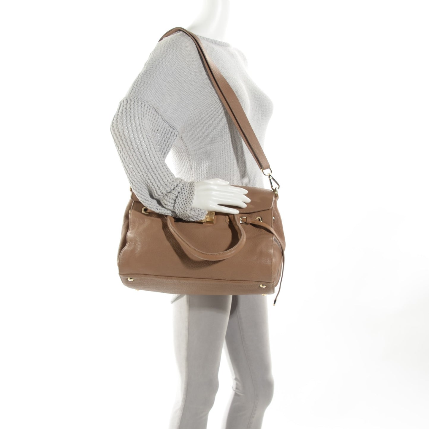 Grainy Calf Large Rosalie Satchel Nude