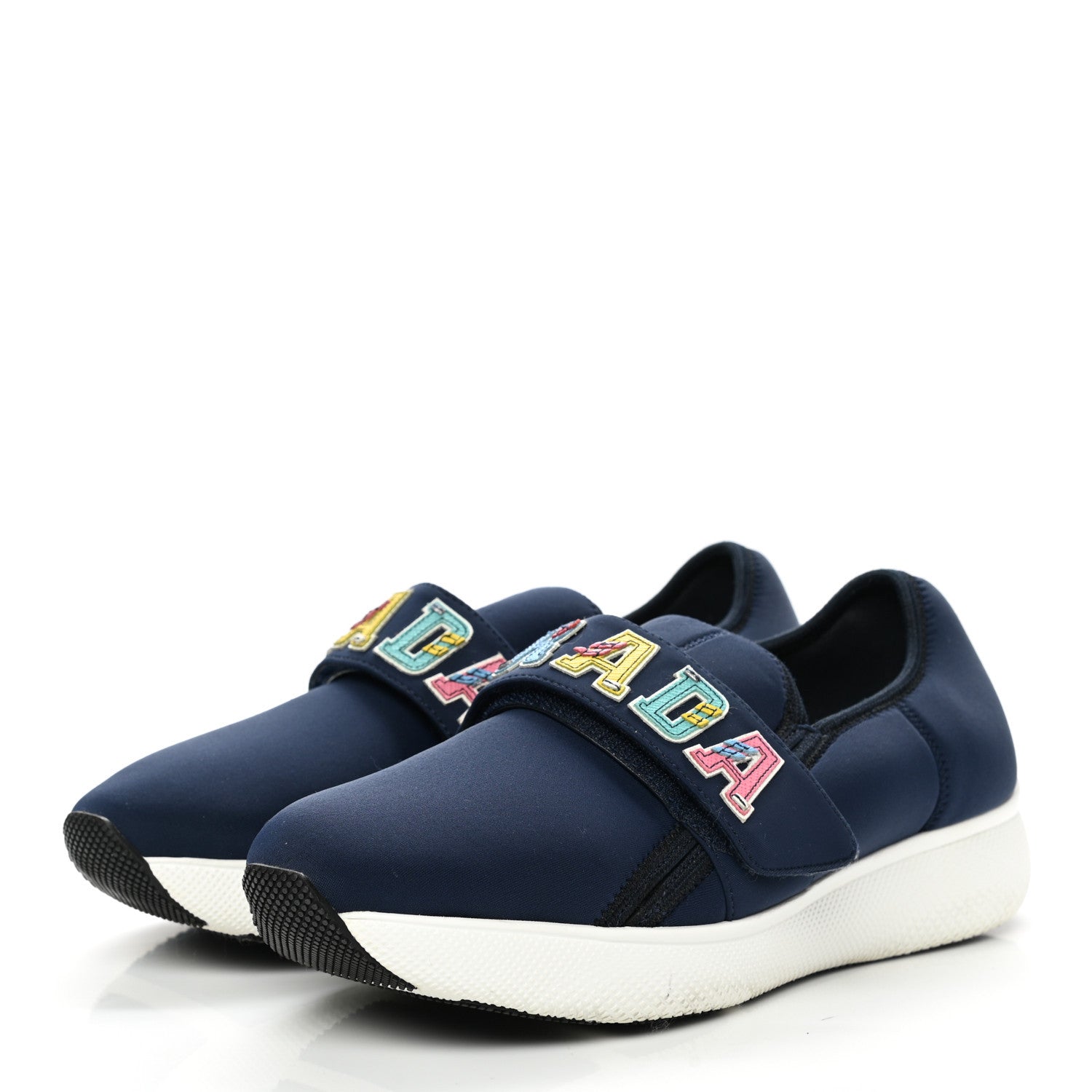 Prada Neoprene Logo Sneakers 37.5 Navy 4 of 15