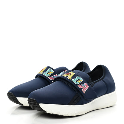 Prada Neoprene Logo Sneakers 37.5 Navy 4 of 15
