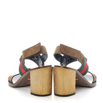 Gucci Suede Querelle Web Sandals 37 Marron Glace 6 of 13