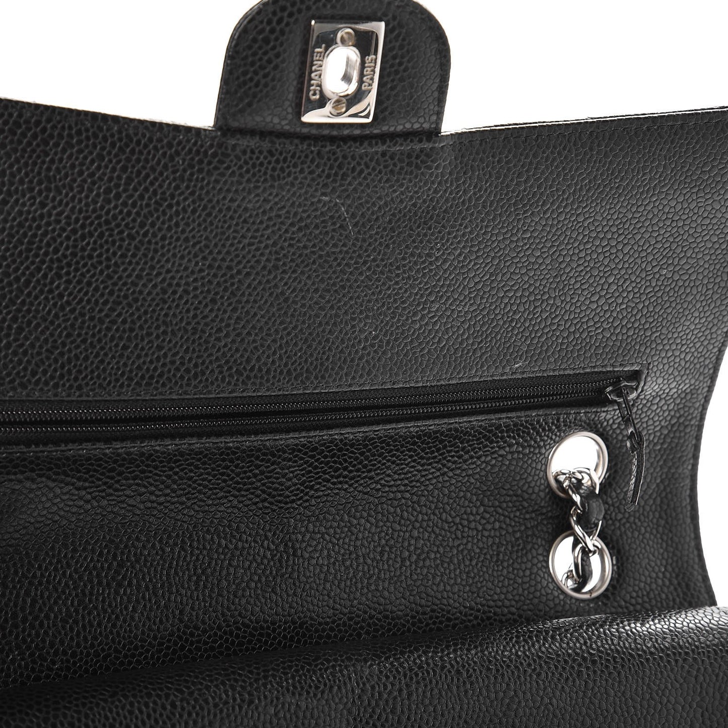 Caviar Quilted Medium Double Flap Black