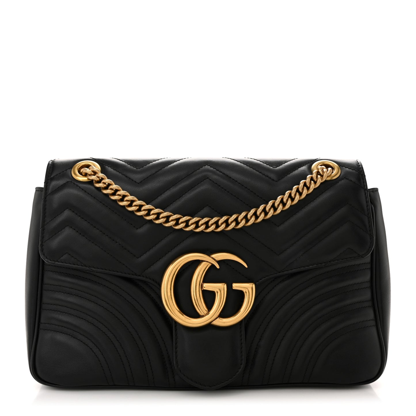 Calfskin Matelasse Medium GG Marmont Shoulder Bag Black