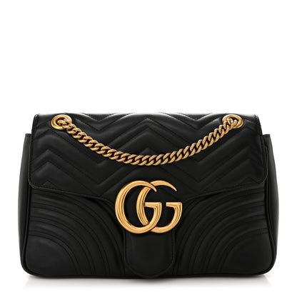Gucci Calfskin Matelasse Medium GG Marmont Shoulder Bag Black 2 of 23