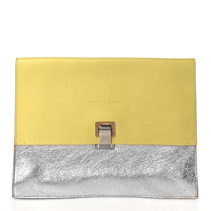Proenza Schouler Metallic Lambskin Lunch Bag Clutch Banana Silver 1 of 9