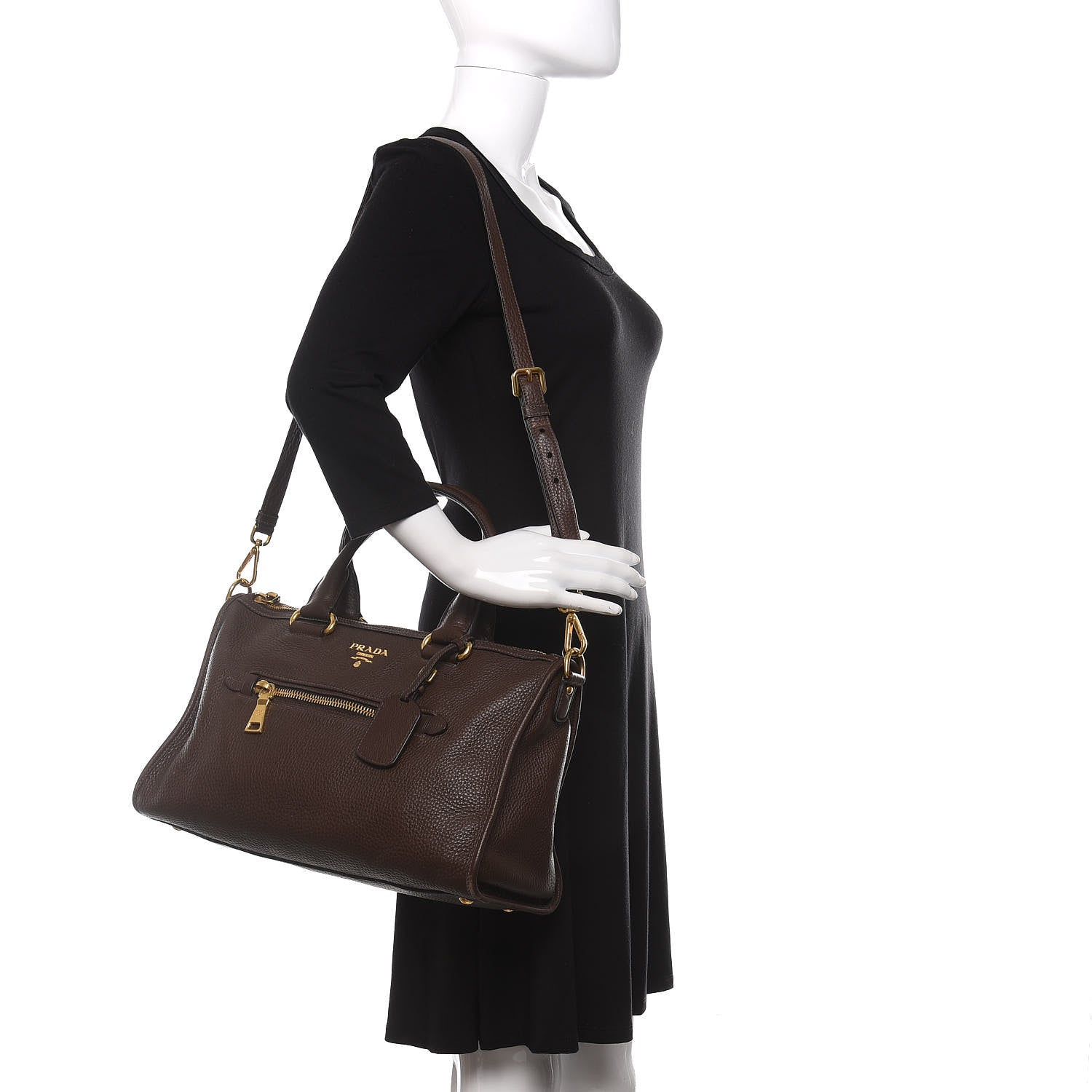 Prada Vitello Daino Shopping Satchel Caffe 2 of 15