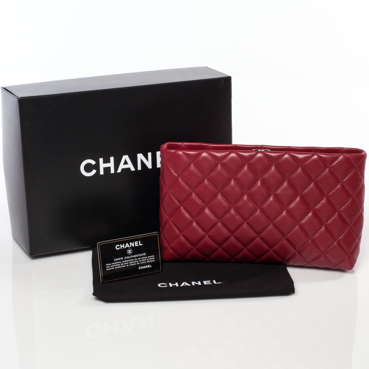 Chanel Lambskin Quilted Clutch Red 9 of 9