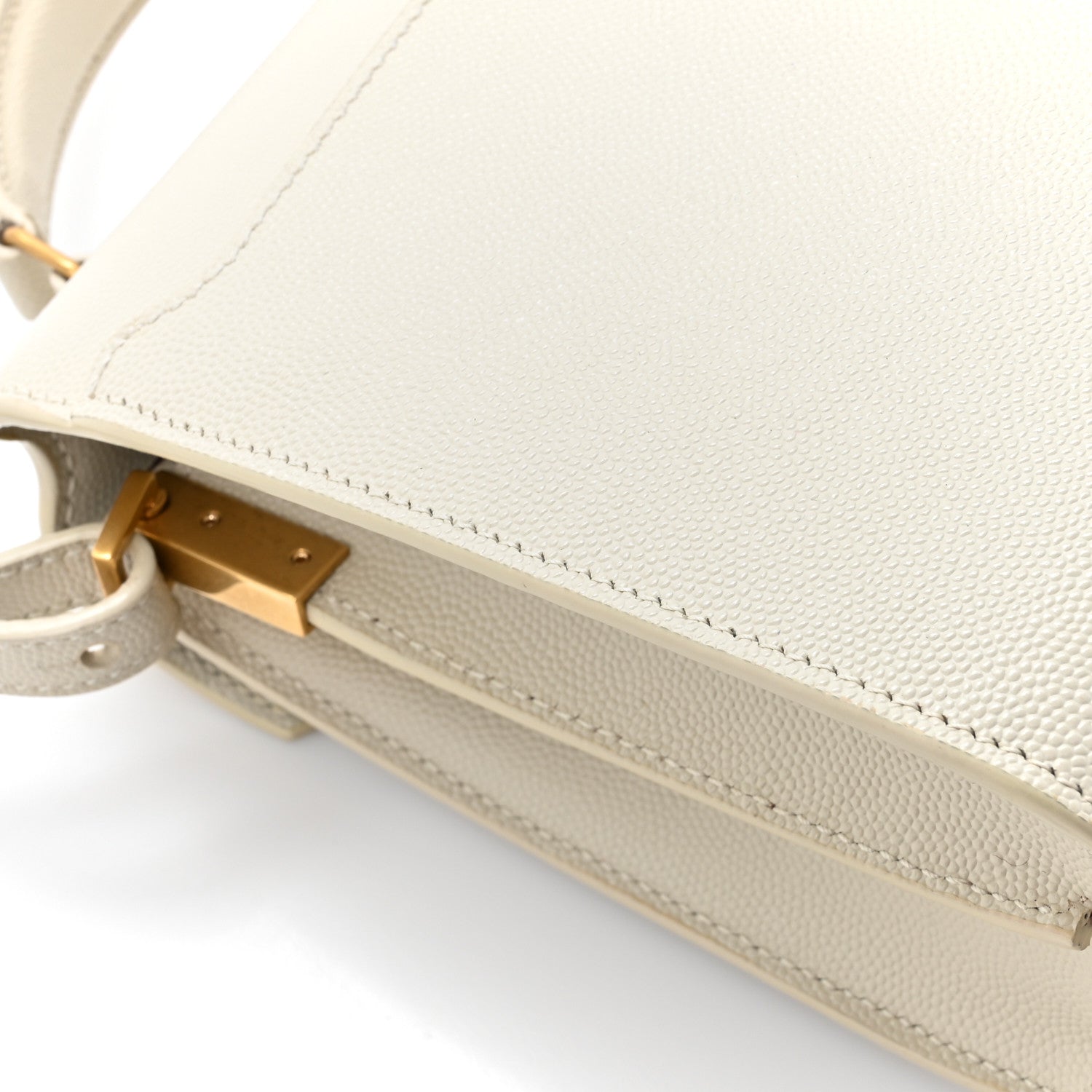 Saint Laurent Grain de Poudre Mini Classic Monogram Cassandra Top Handle Vintage White 15 of 16