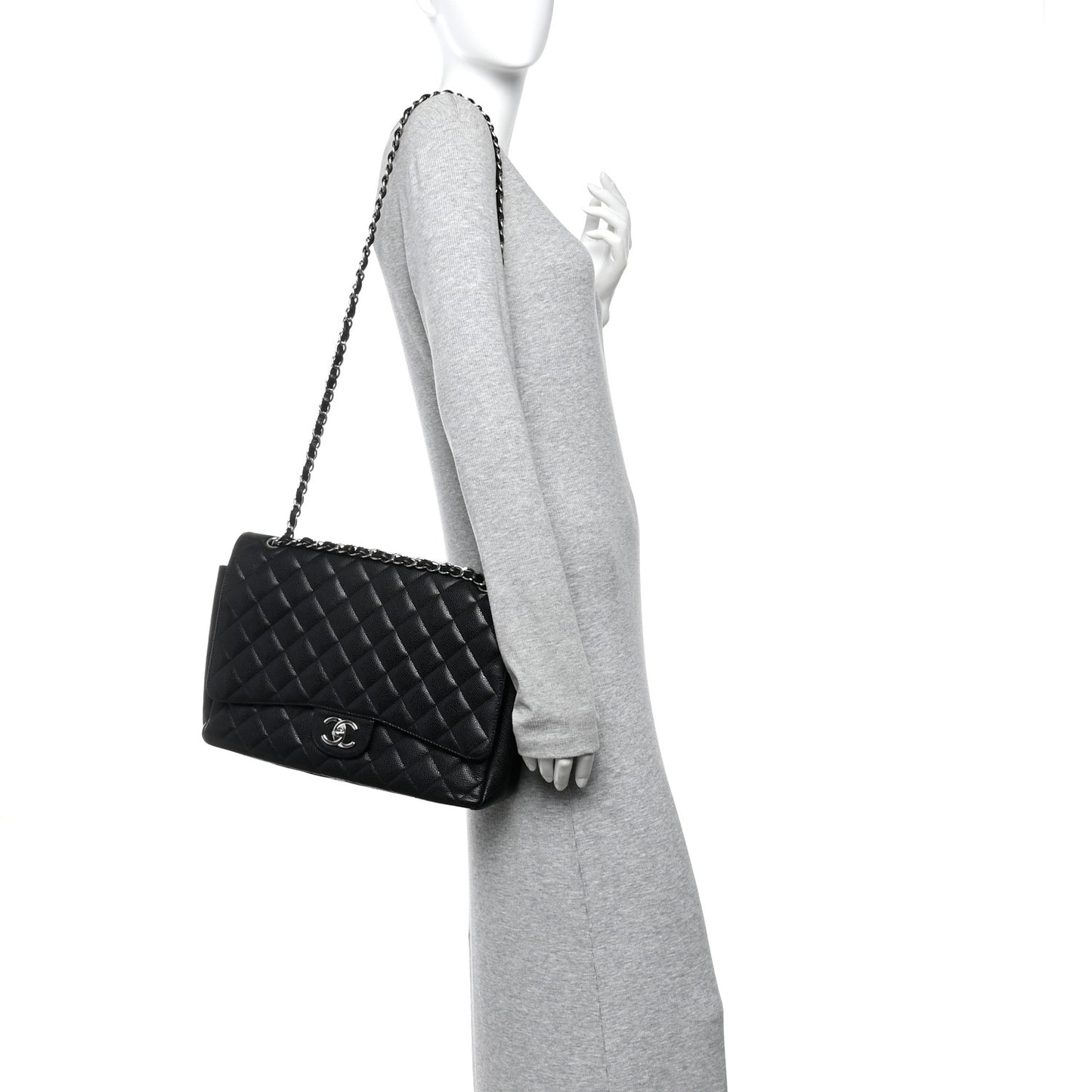 Caviar Quilted Maxi Double Flap Black