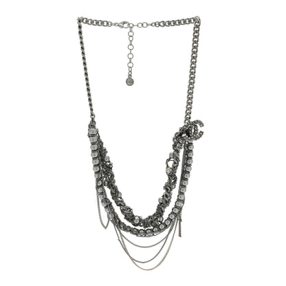 Chanel Pearl Spike CC Multi Strand Necklace Ruthenium Black 2 of 3