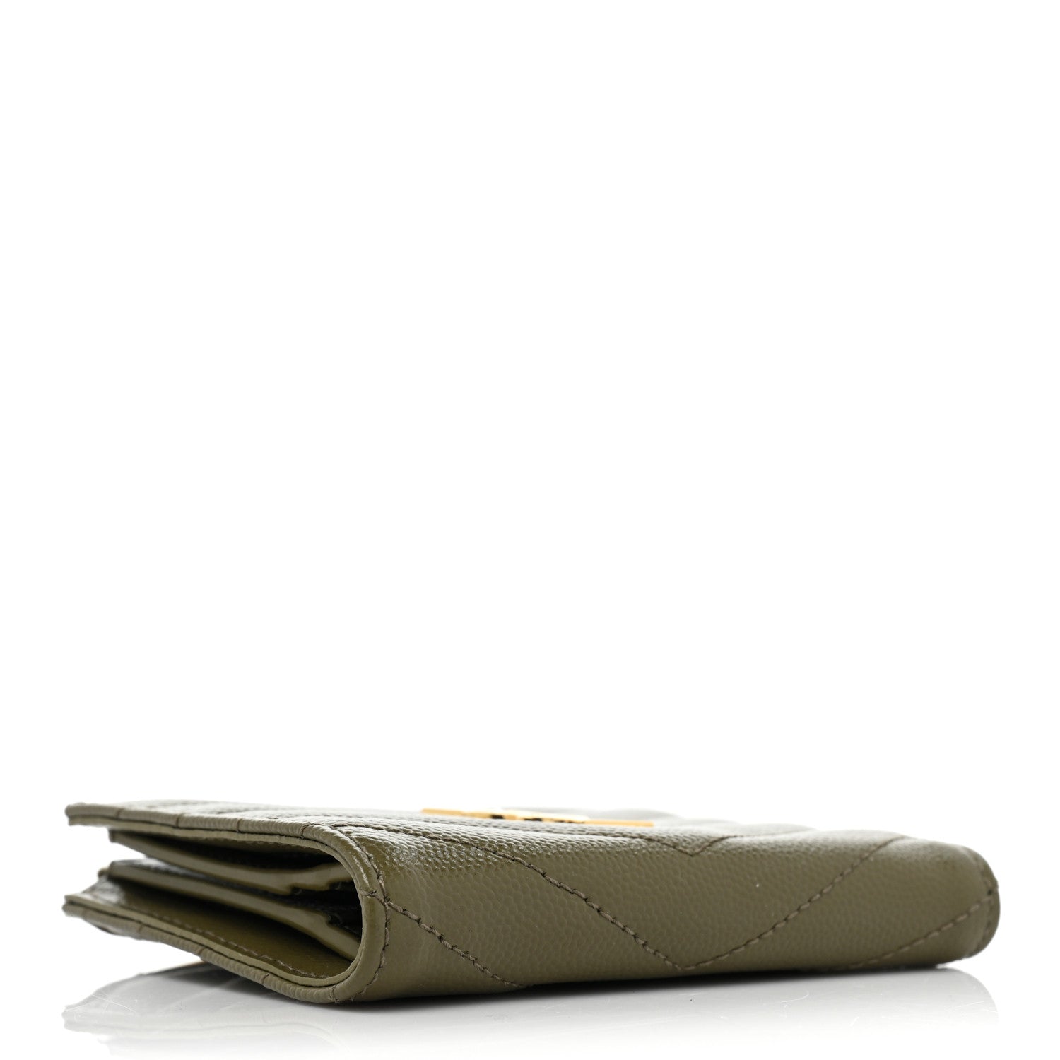 Saint Laurent Grain De Poudre Matelasse Chevron Monogram Zipped Card Case 4 of 9