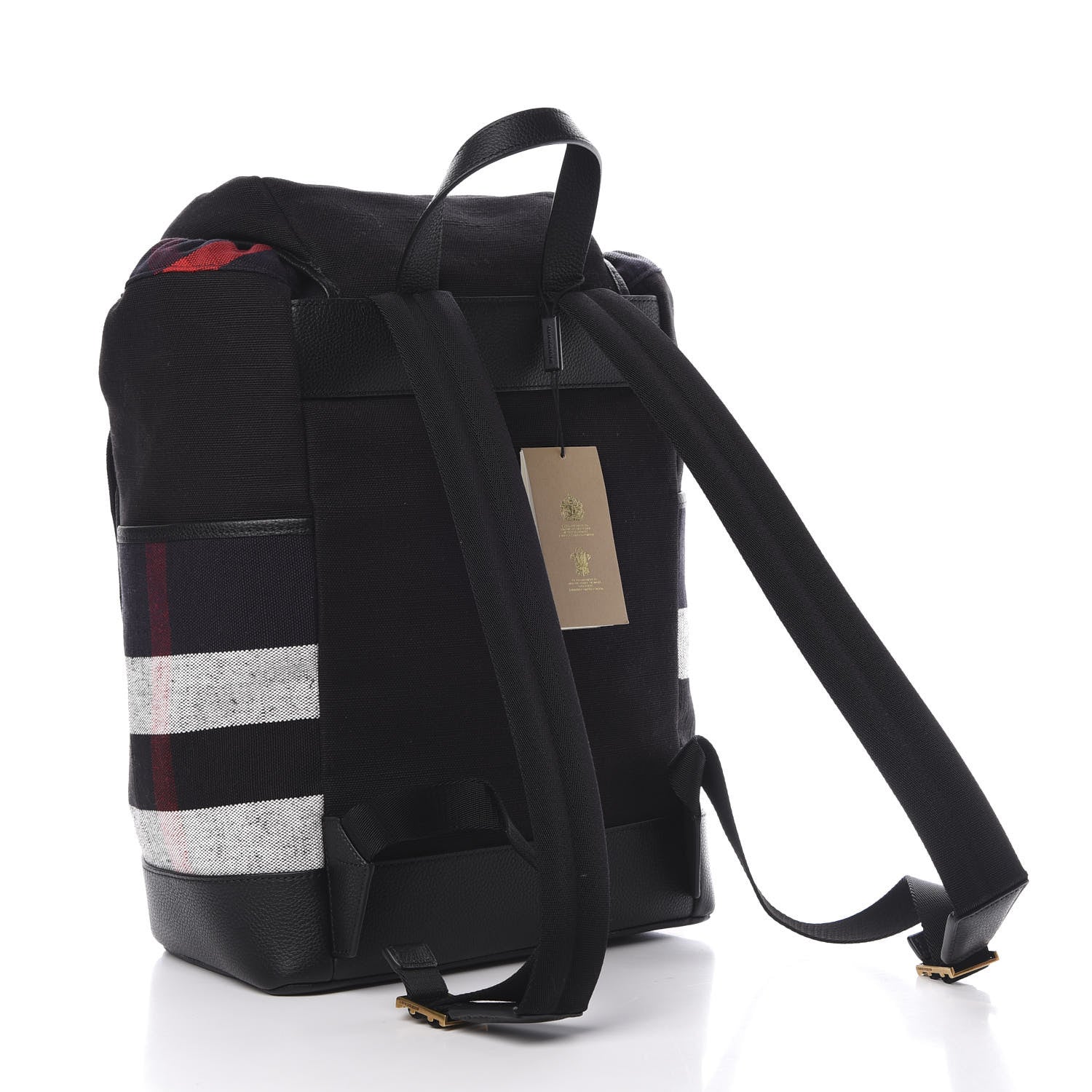 Burberry Overdyed Canvas Mega Check Drifton Backpack Black 2 of 10