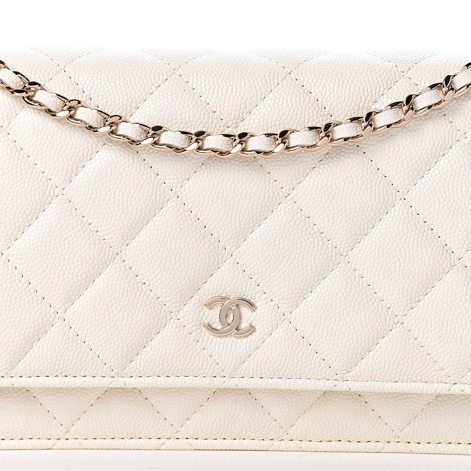 Chanel Caviar Quilted Wallet On Chain WOC White 9 of 12