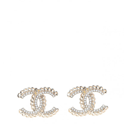 Chanel Crystal Chain CC Earrings Gold 1 of 5