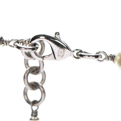 Chanel Crystal Pearl CC Long Necklace Silver 11 of 12