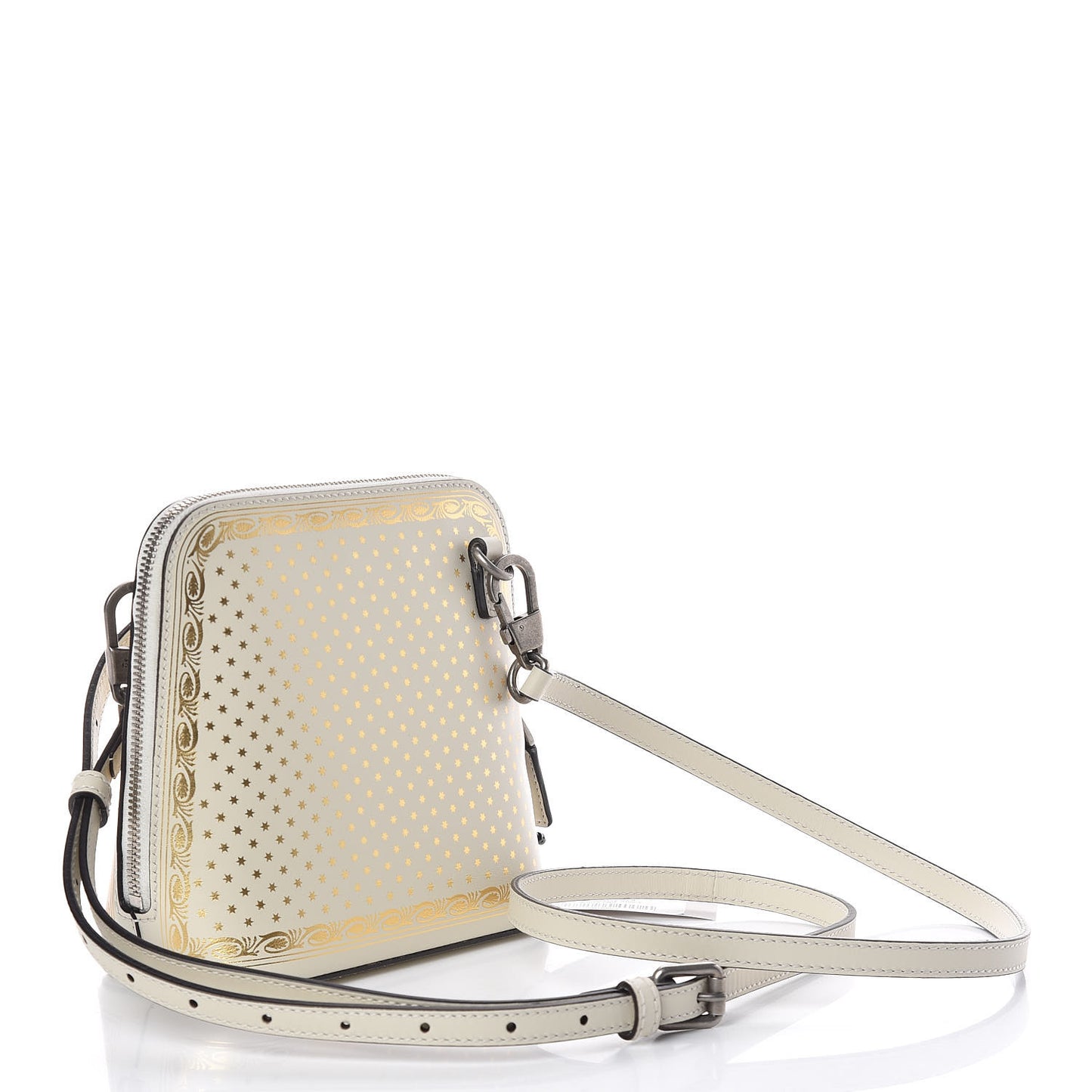 X SEGA Calfskin GUCCY Stars Mini Dome Shoulder Bag Mystic White Gold