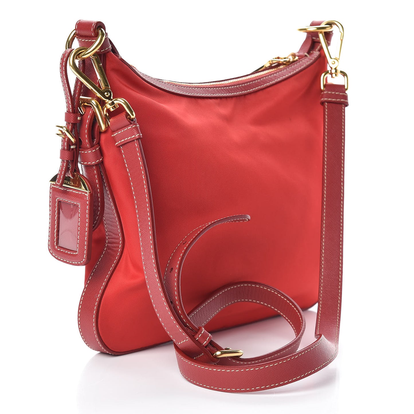 Tessuto Nylon Saffiano Vela Crossbody Bag Red