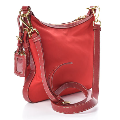 Prada Tessuto Nylon Saffiano Vela Crossbody Bag Red 3 of 11