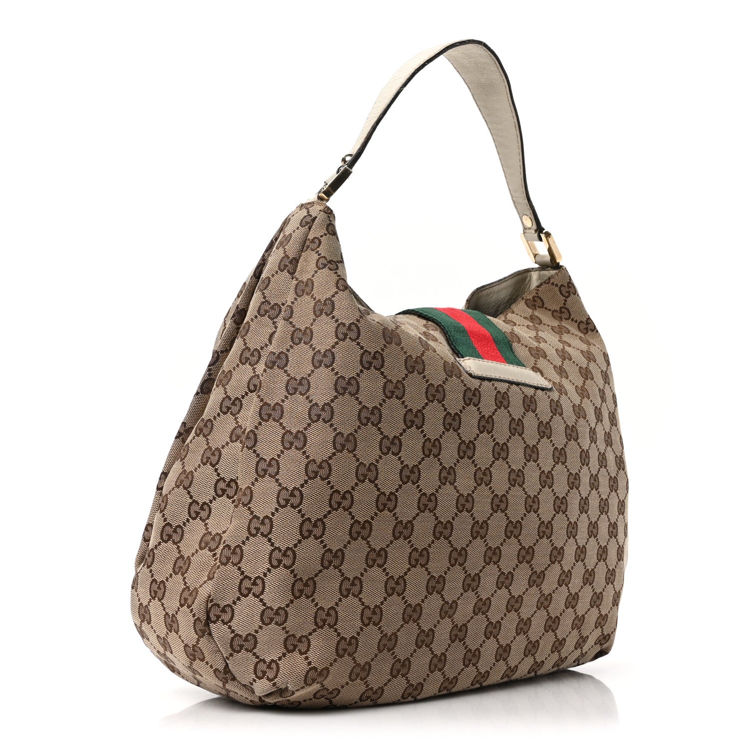 Gucci Monogram Large New Ladies Web Hobo Off White 3 of 10