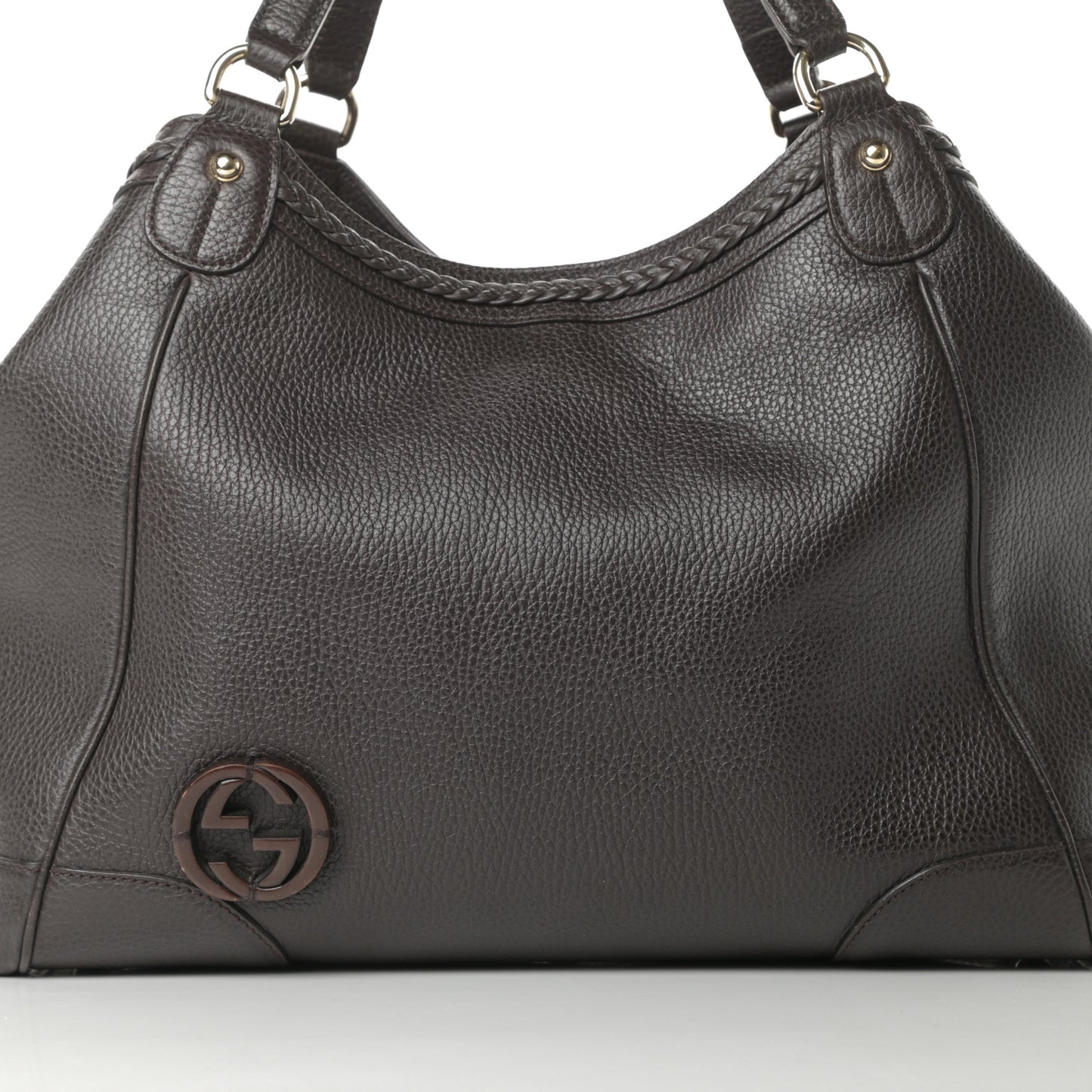 Pebbled Calfskin Medium Shoulder Bag Brown