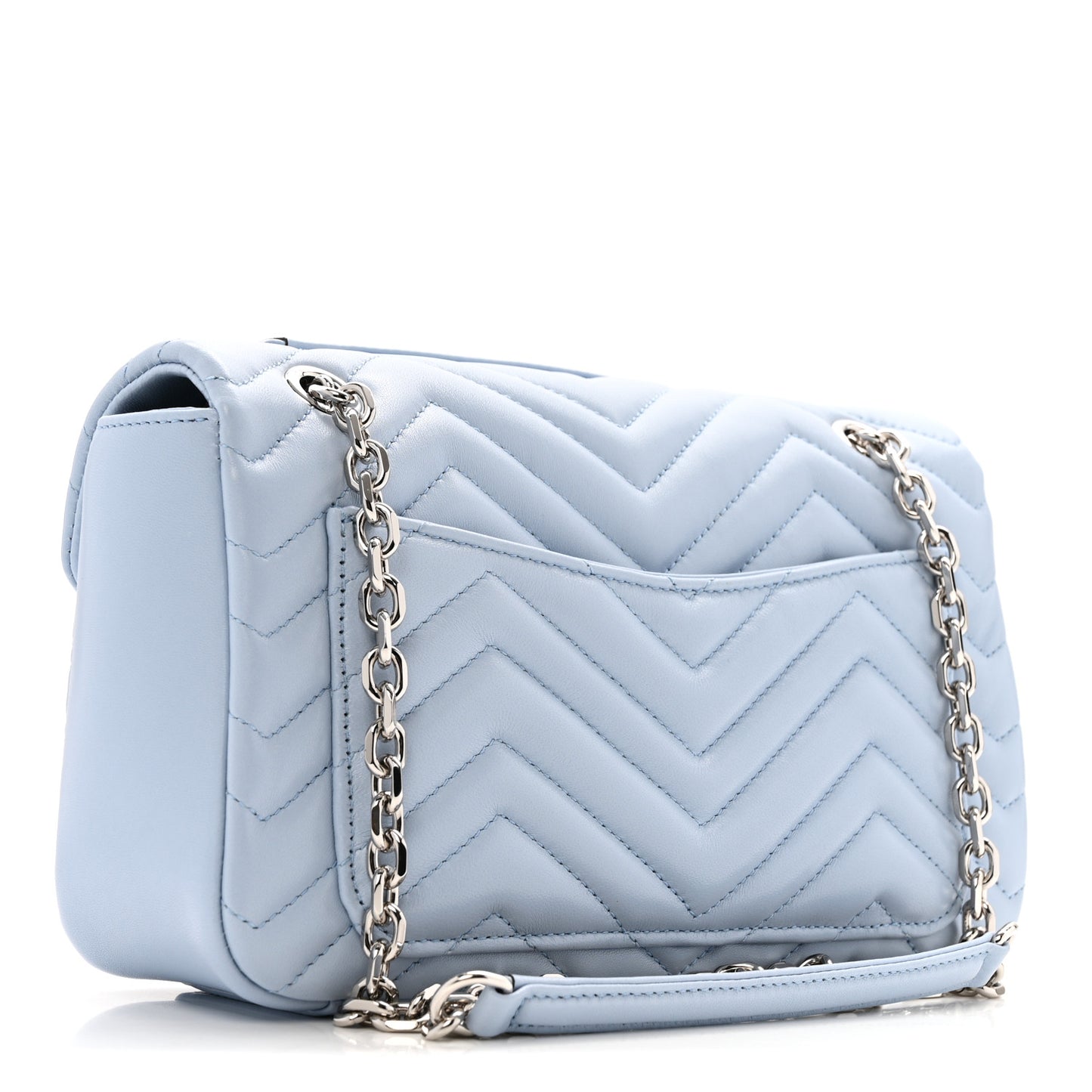Lambskin Matelasse Medium GG Marmont Shoulder Bag Light Blue