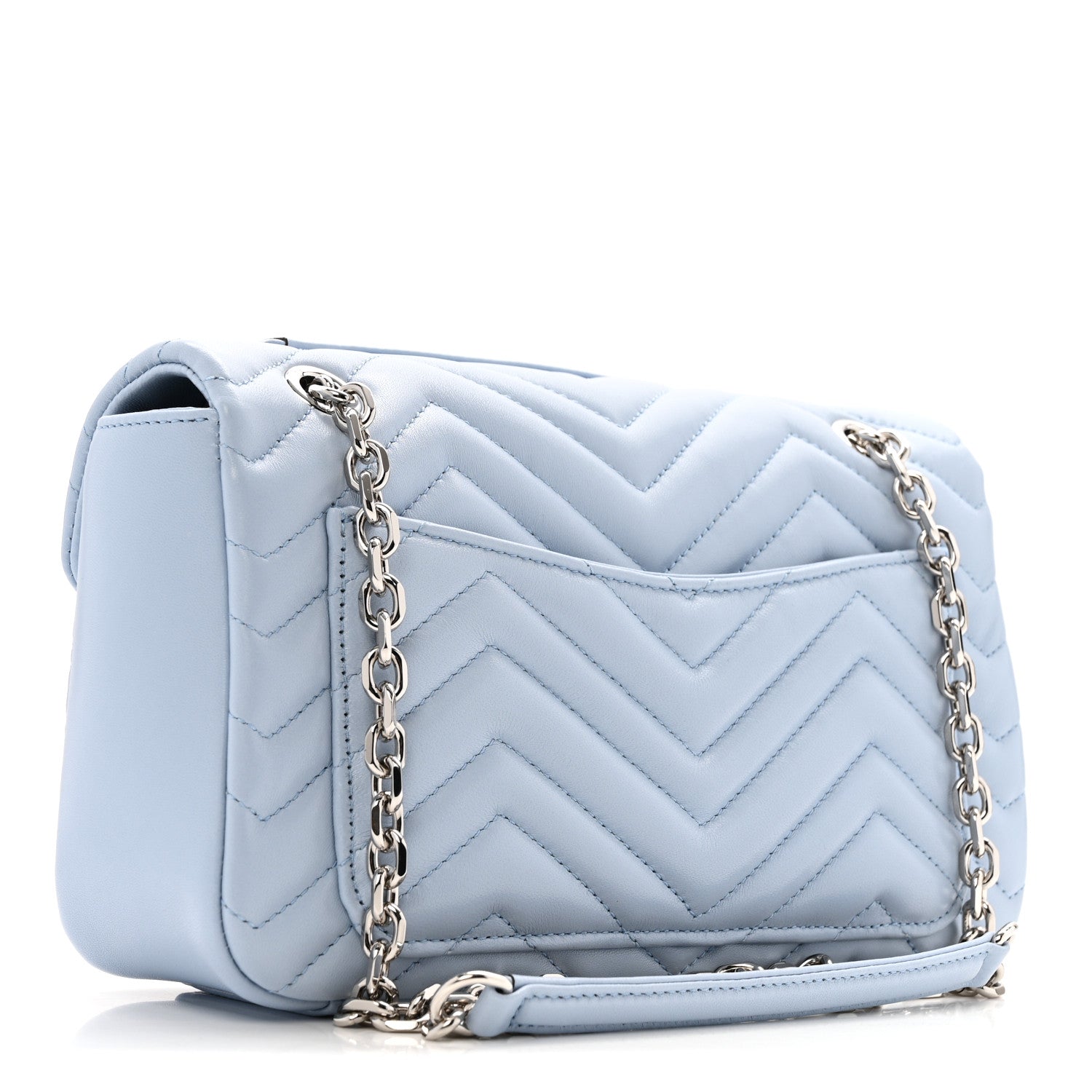 Gucci Lambskin Matelasse Medium GG Marmont Shoulder Bag Light Blue 3 of 11