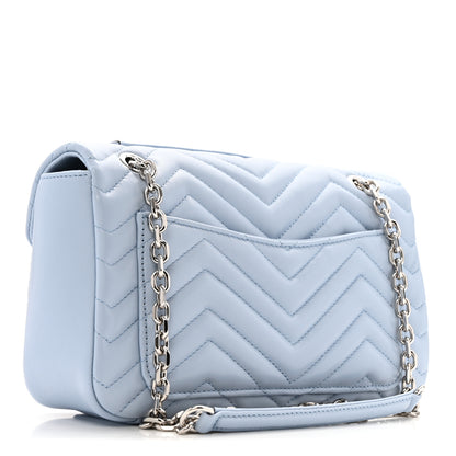 Gucci Lambskin Matelasse Medium GG Marmont Shoulder Bag Light Blue 3 of 11