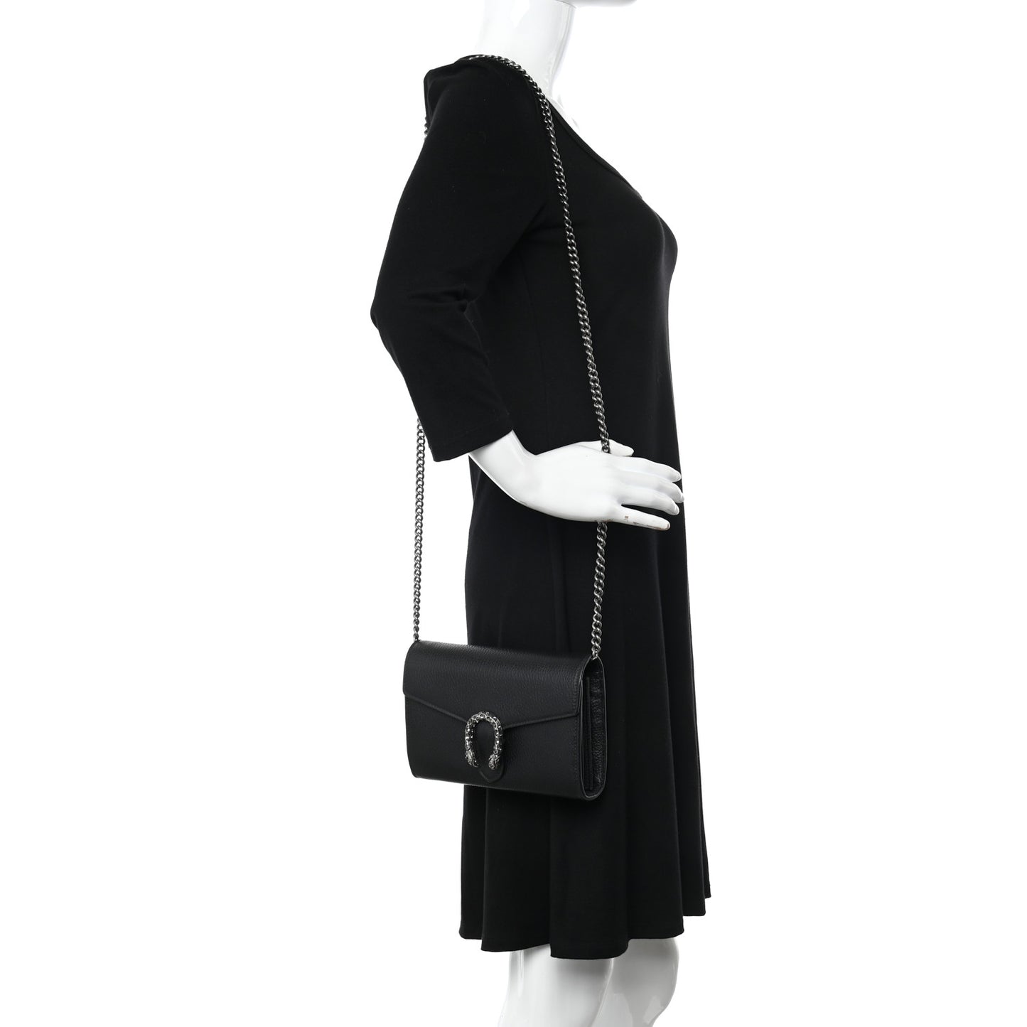 Calfskin Mini Dionysus Chain Wallet Black