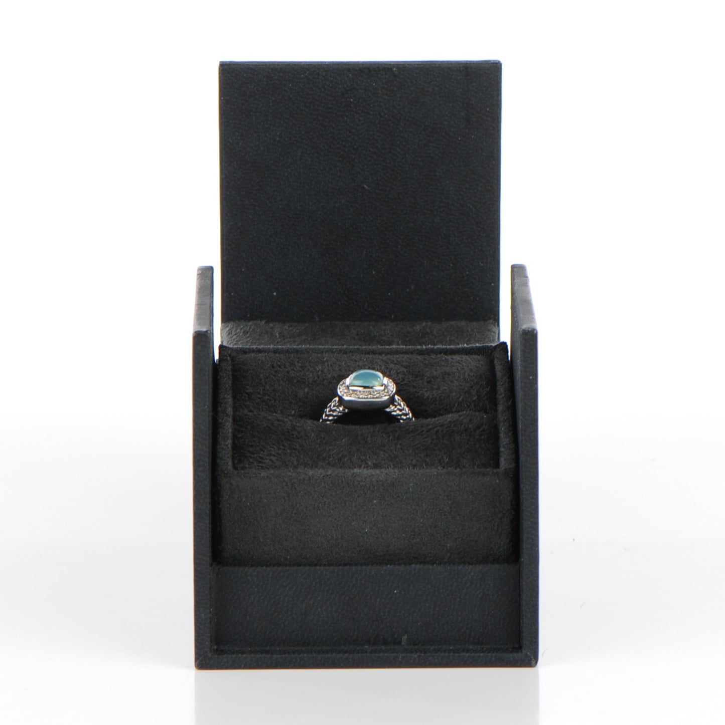 Sterling Silver Diamond Chalcedony 7mm Petite Albion Ring 52 6