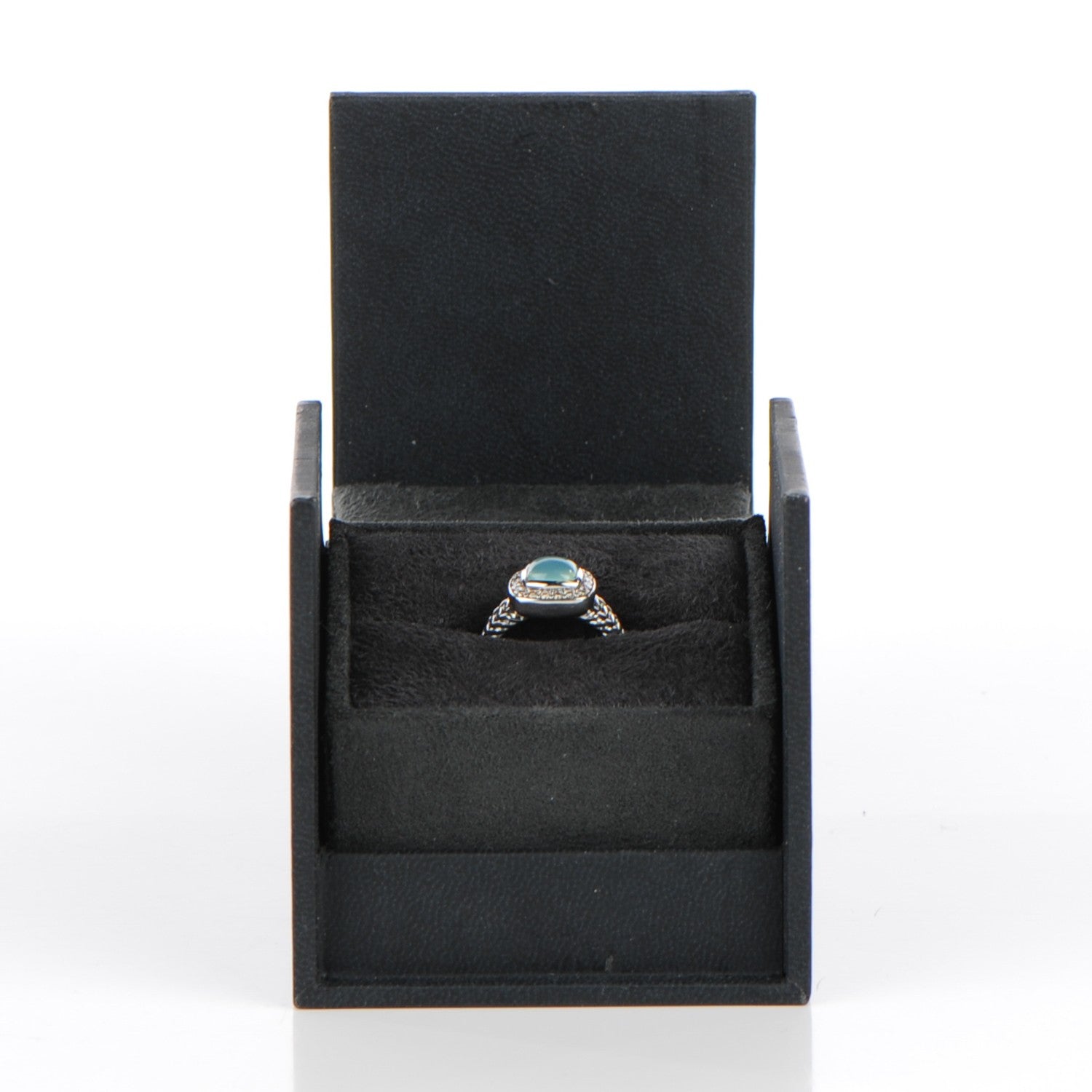 David Yurman Sterling Silver Diamond Chalcedony 7mm Petite Albion Ring 52 6 5 of 5