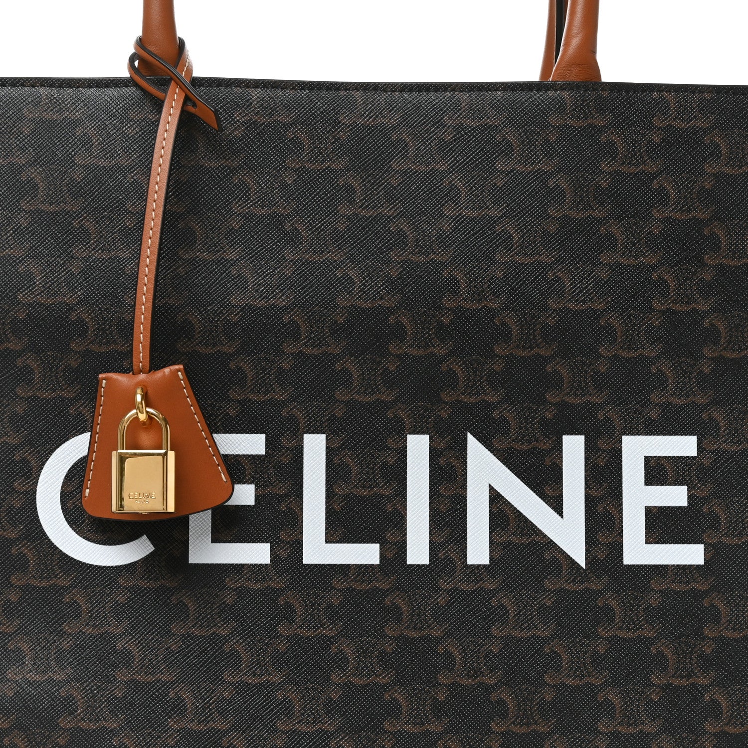 Celine Triomphe Canvas Calfskin Large Vertical Cabas Tan 7 of 9