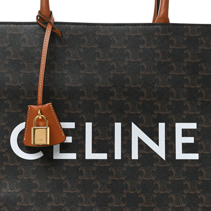 Celine Triomphe Canvas Calfskin Large Vertical Cabas Tan 7 of 9