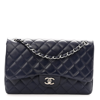 Chanel Caviar Quilted Jumbo Double Flap Navy Blue 1 of 11