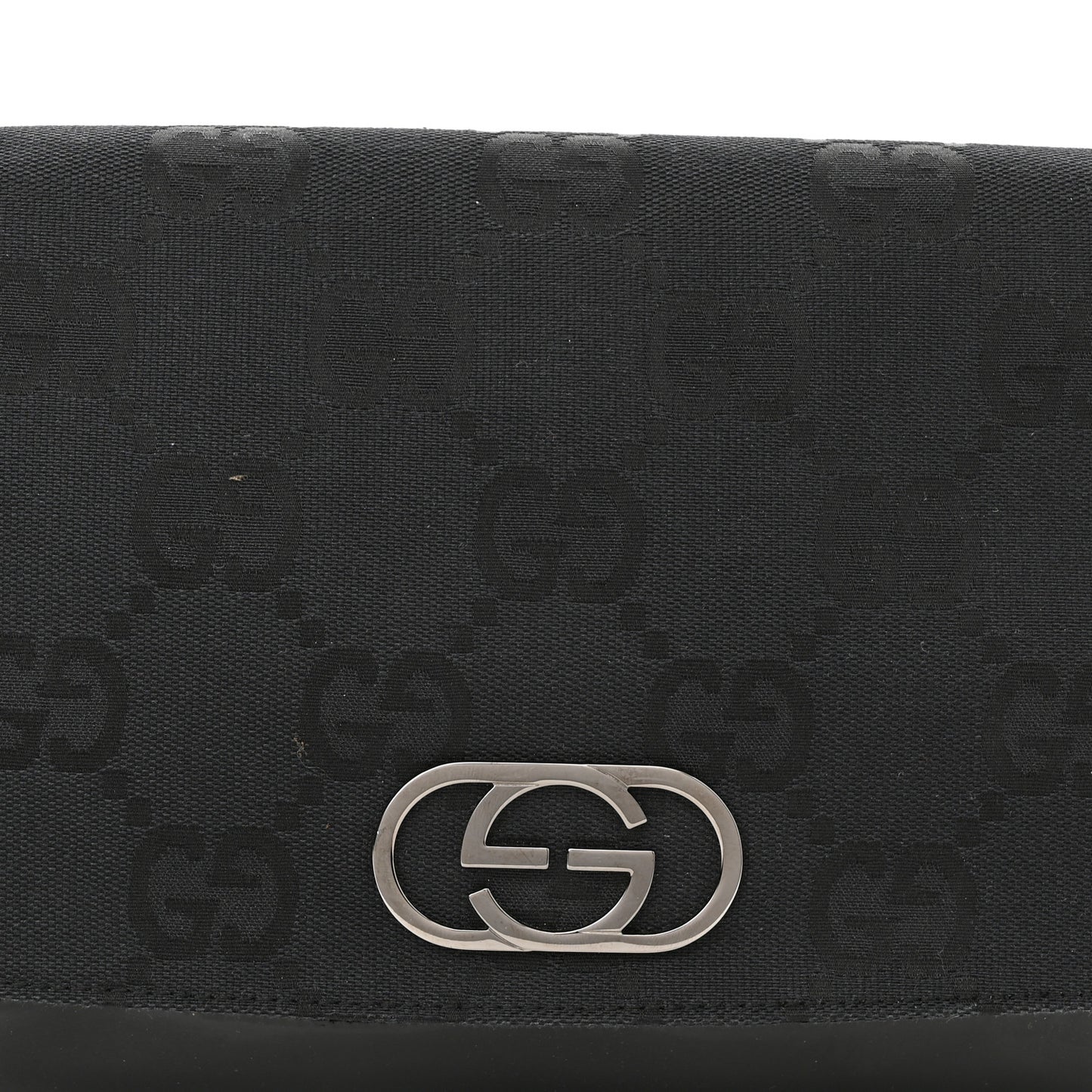 Patent Jumbo Monogram Canvas Shoulder Bag Black
