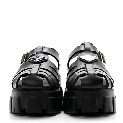 Prada Foam Rubber Triangle Logo Monolith 55mm Cage Sandals 39 Black 2 of 9
