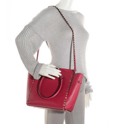 Valentino Garavani Vitello Rockstud Double Handle Tote Cyclamin 2 of 9