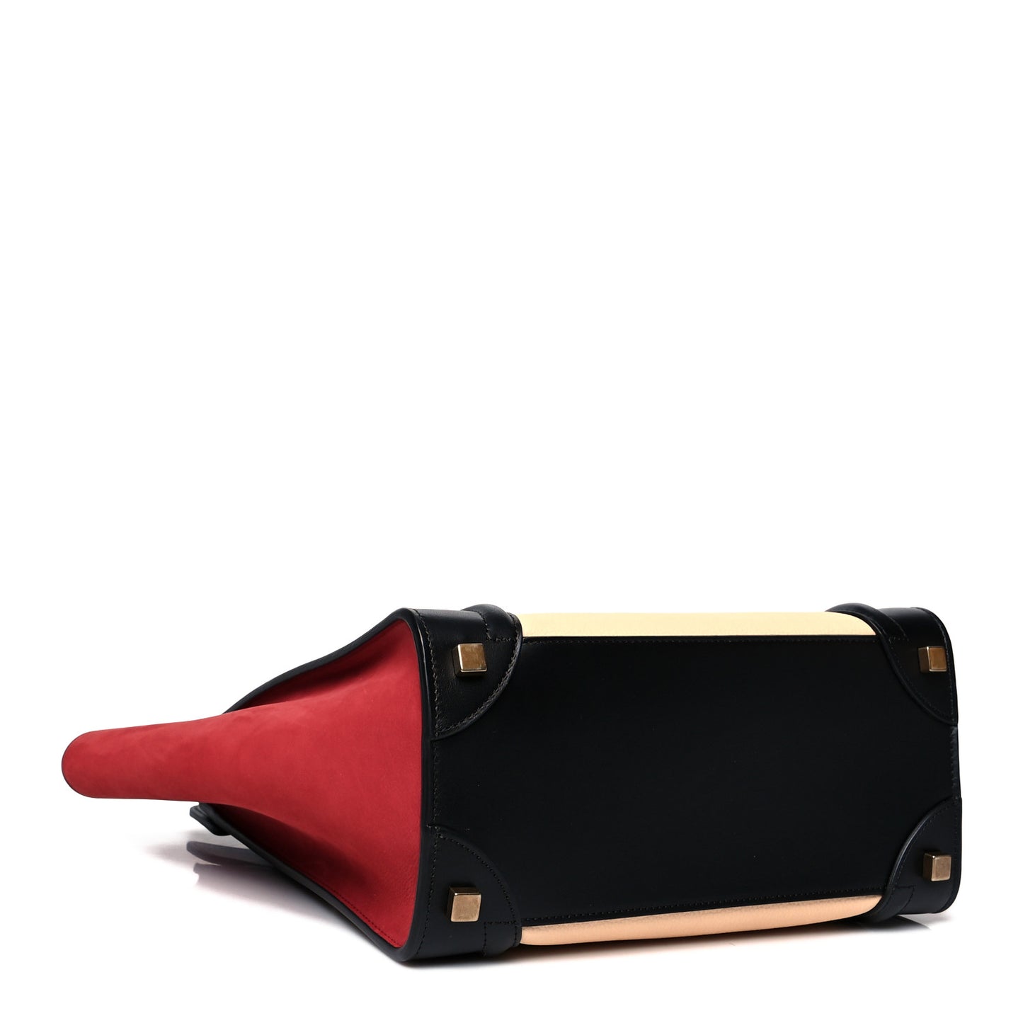 Drummed Calfskin Nubuck Micro Tri-Color Luggage Ruby