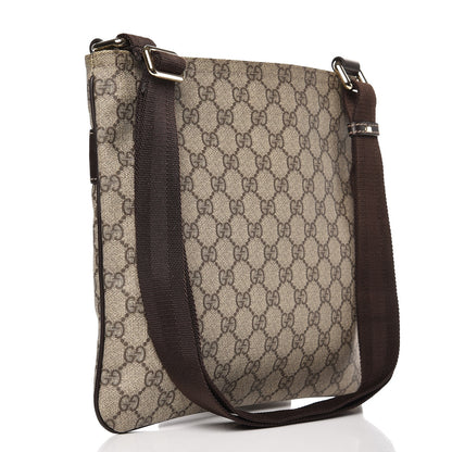 Gucci GG Supreme Monogram Selleria Calfskin Small Flat Side Zip Messenger Bag Beige Ebony Cocoa Dark Chocolate 3 of 7
