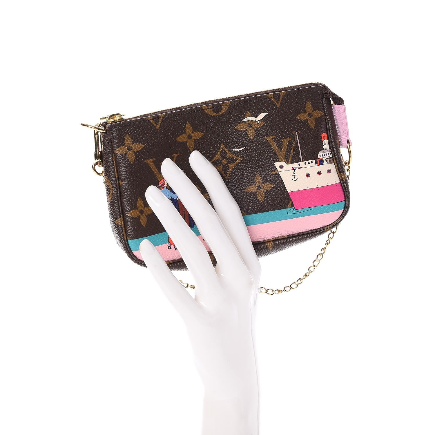 Louis Vuitton Monogram 2016 Christmas Animation Mini Pochette Accessories Rose Ballerine 2 of 7