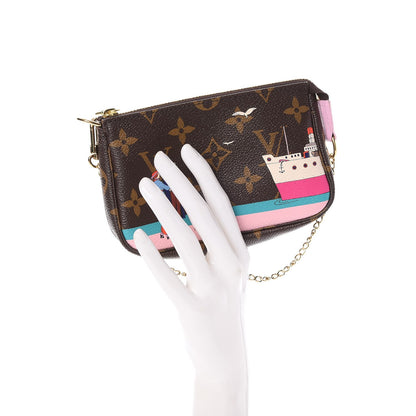 Louis Vuitton Monogram 2016 Christmas Animation Mini Pochette Accessories Rose Ballerine 2 of 7