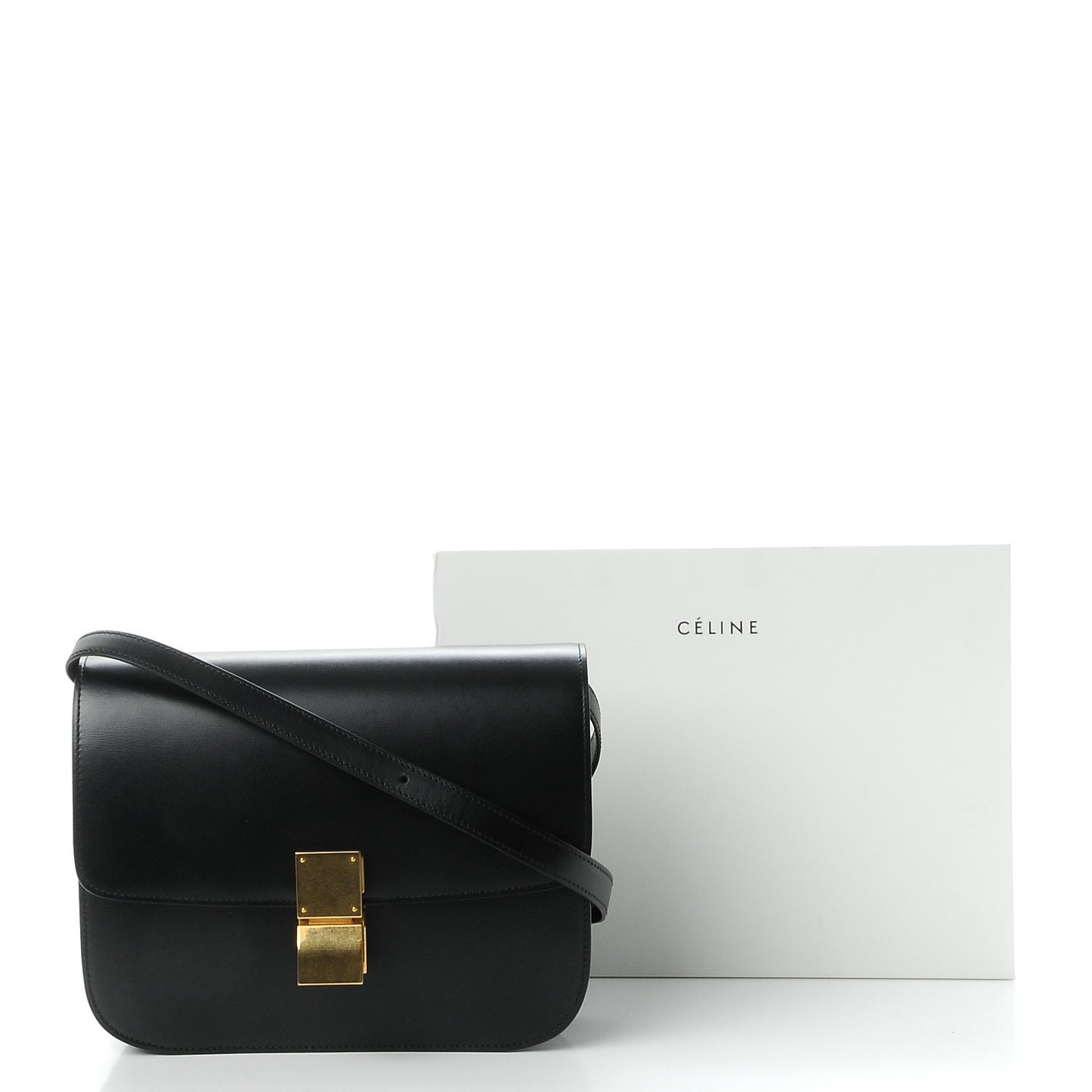 Box Calfskin Medium Classic Box Flap Bag Black