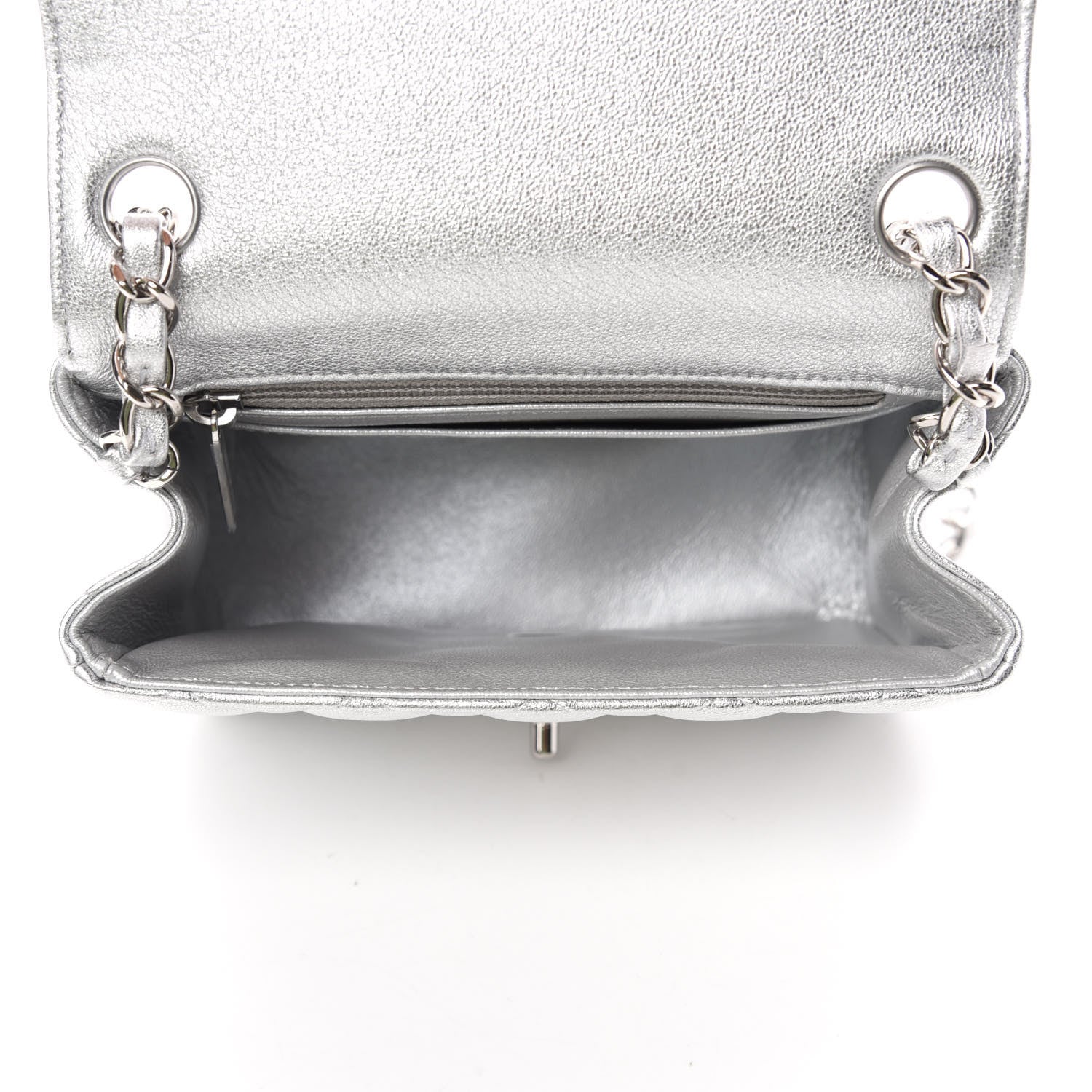 Chanel Metallic Lambskin Quilted Mini Square Flap Silver 5 of 11