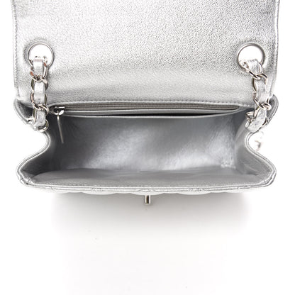 Chanel Metallic Lambskin Quilted Mini Square Flap Silver 5 of 11