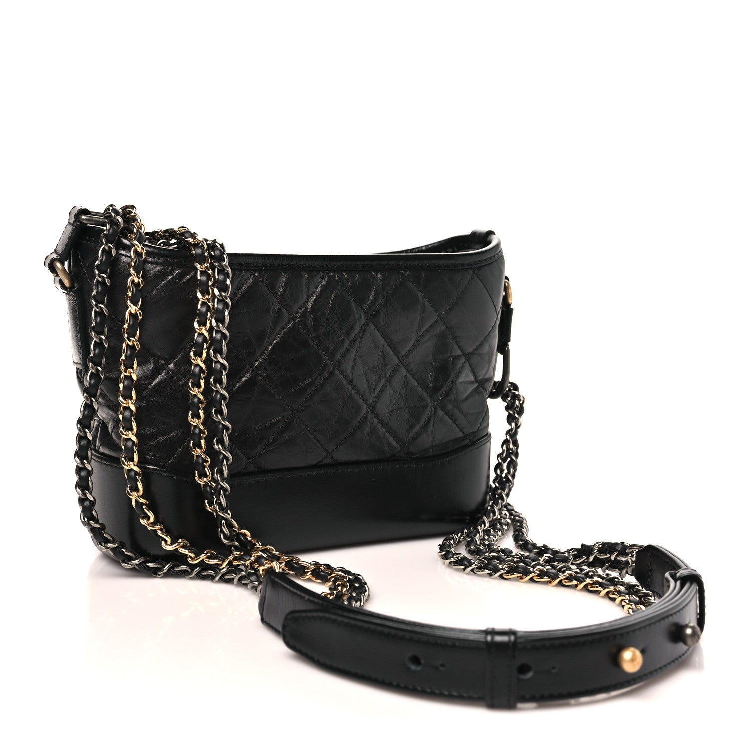 Chanel Aged Calfskin Quilted Small Gabrielle Hobo Black 3 of 10