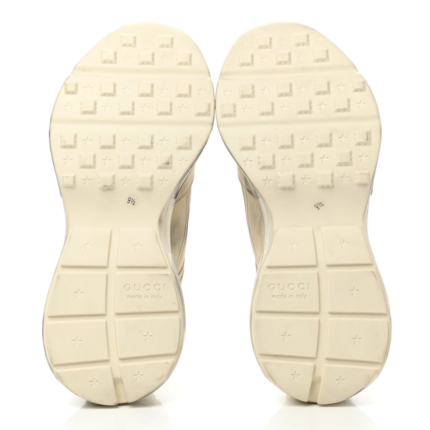 Calfskin Mouth Print Mens Rhyton Sneakers 9.5 Ivory