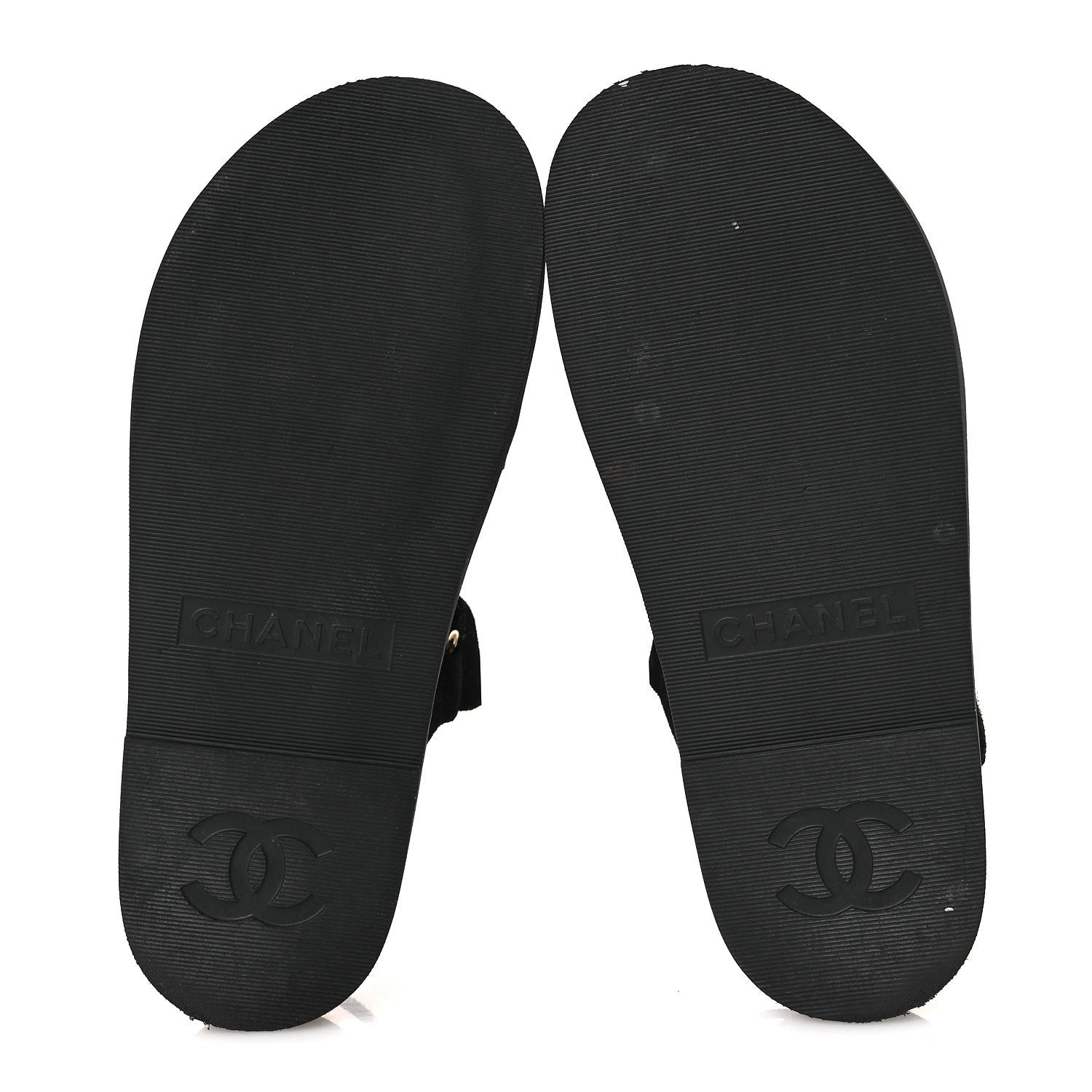 Chanel Suede Calfskin Dad Sandals 38 Black 7 of 11