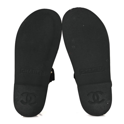 Chanel Suede Calfskin Dad Sandals 38 Black 7 of 11