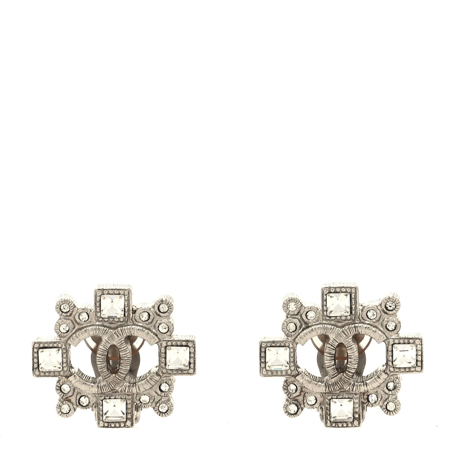 Swarovski Crystal CC Clip On Earrings Silver