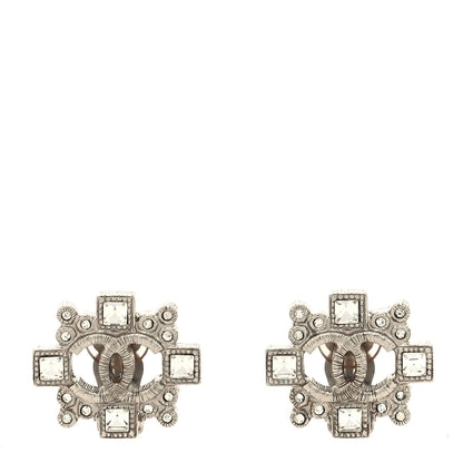 Chanel Swarovski Crystal CC Clip On Earrings Silver 1 of 4
