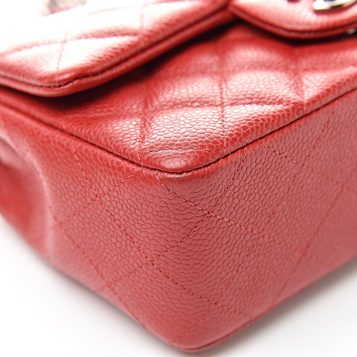 Chanel Caviar Quilted Mini Rectangular Flap Red 11 of 13