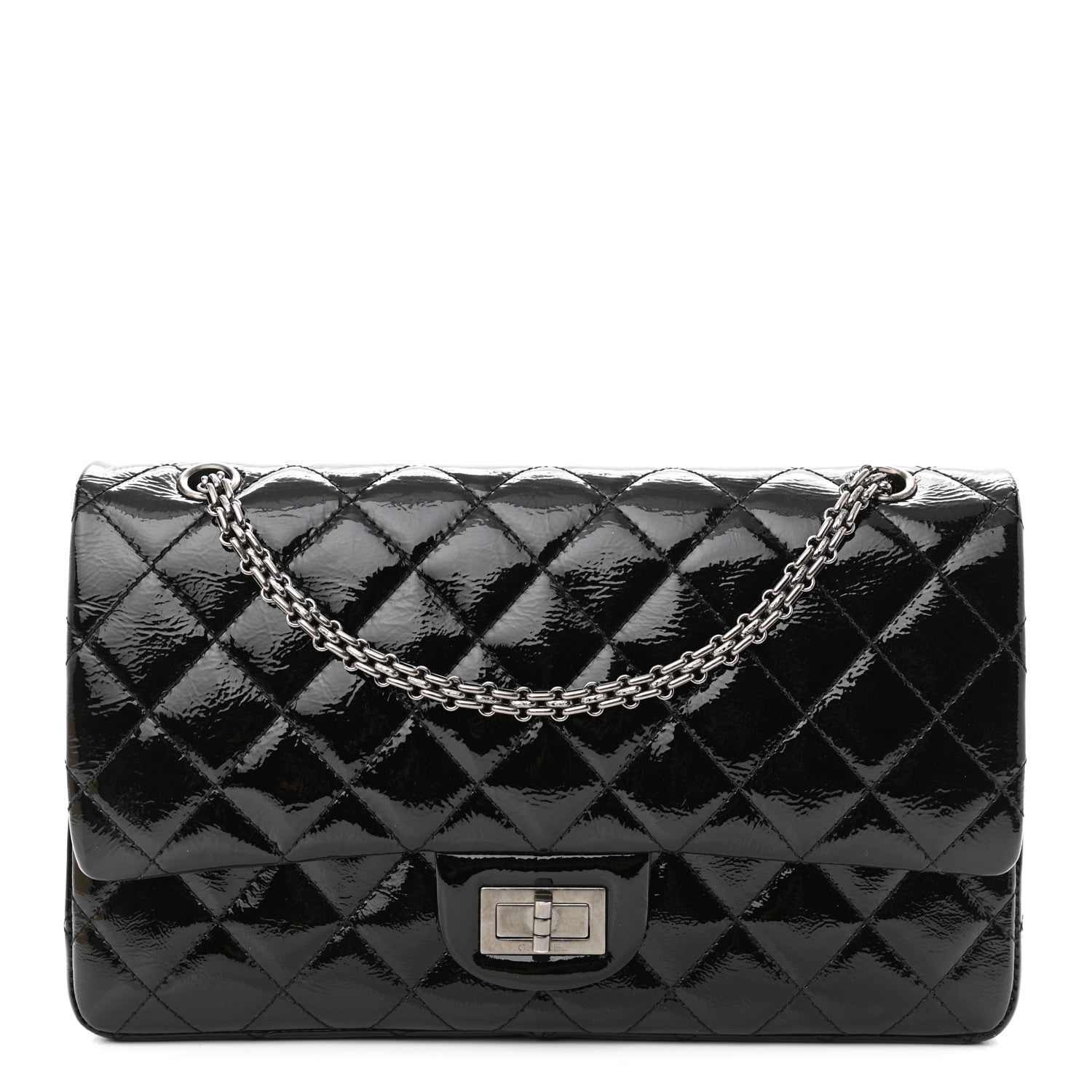 Chanel Distressed Patent Quilted 2.55 Reissue 227 Flap Black 1 of 11
